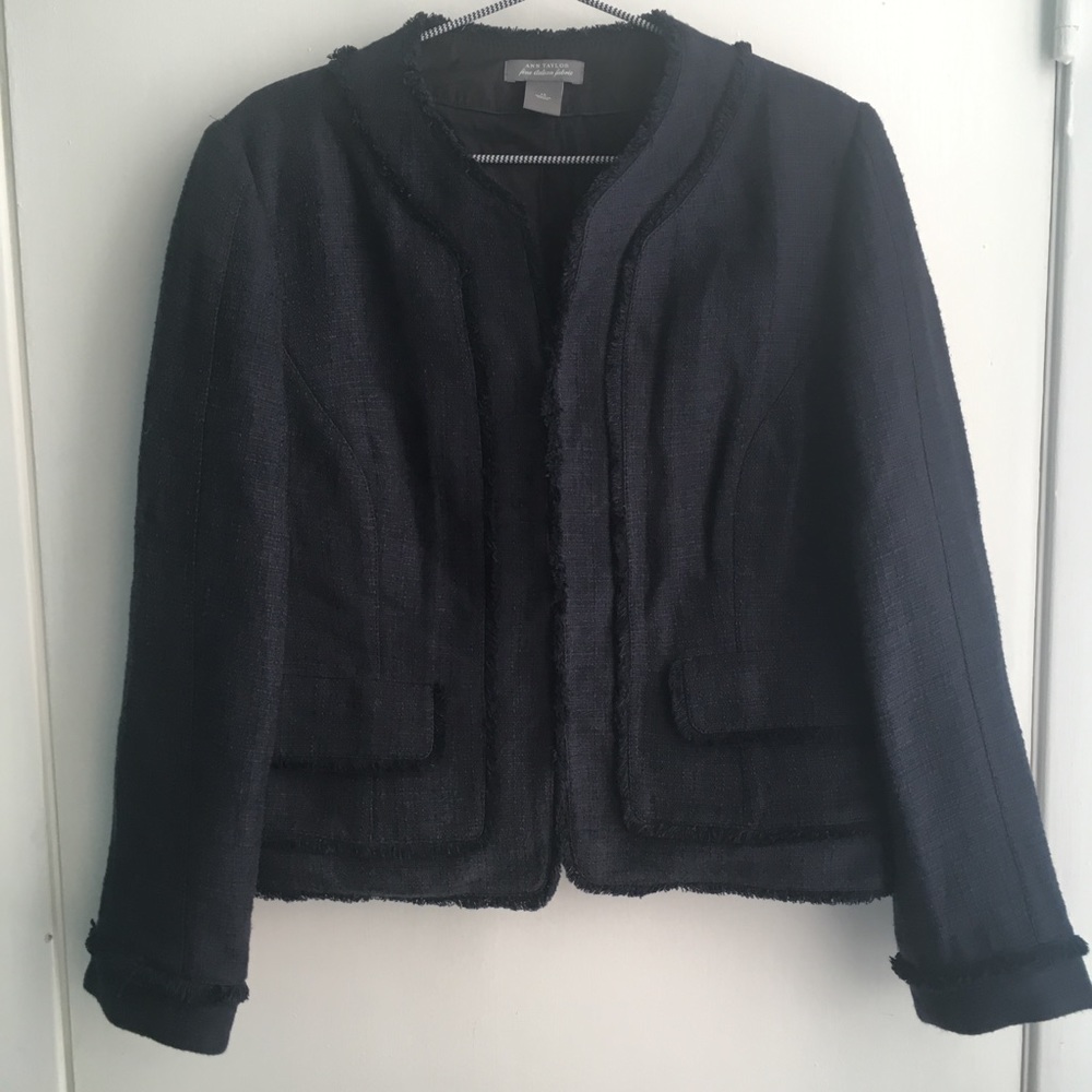 Ann Taylor Navy Tweed Lady Jacket Blazer